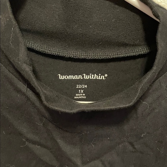 Woman Within Classic Black Long Sleeved Mock Turtleneck. - Picture 2 of 5